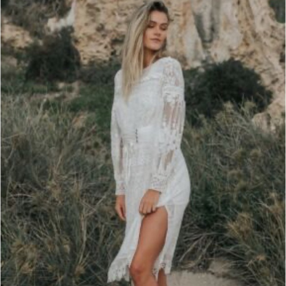 NWT Spell & the Gypsy Dawn Lace Belted MIDI Dress - Picture 4 of 6